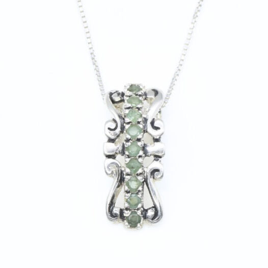 Natural Emerald Pendant made in 925 Sterling Silver with Round Natural Green Emerald in Pavé setting, May Birthstone gift idea, symbolizes growth, harmony, and deep emotional healing, ideal for everyday wear and perfect for birthday gifting and special occasions.