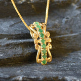 Natural Emerald Pendant made in 18k Gold Vermeil with Round Natural Green Emerald in Pavé setting, May Birthstone gift idea, symbolizes growth, harmony, and deep emotional healing, ideal for everyday wear and perfect for birthday gifting and special occasions.