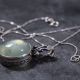 Prehnite Necklace - Natural Prehnite Statement Necklace - Round Vintage Pendant