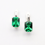 Created Emerald Earrings made in 925 Sterling Silver with Emerald Created Green Emerald in Prong setting, May Birthstone gift idea, symbolizes, ideal for everyday wear and perfect for birthday gifting and special occasions.