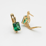Stunning Created Emerald Earrings in 18k Gold Vermeil, perfect for May birthdays and elevating any outfit with elegance.