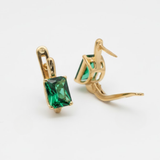 Stunning Created Emerald Earrings in 18k Gold Vermeil, perfect for May birthdays and elevating any outfit with elegance.