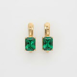 Elegant Created Emerald Earrings in 18k Gold Vermeil, a stunning May birthstone accessory for any occasion.