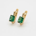 Created Emerald Earrings made in 18k Gold Vermeil with Emerald Created Green Emerald in Prong setting, May Birthstone gift idea, symbolizes, ideal for everyday wear and perfect for birthday gifting and special occasions.