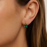 Emerald Earrings in 18k Gold Vermeil with Green Emerald, perfect May birthday gift and ideal for daily wear and special events.