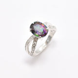 Gold Topaz Ring - Mystic Topaz Ring - Purple Split Shank Ring