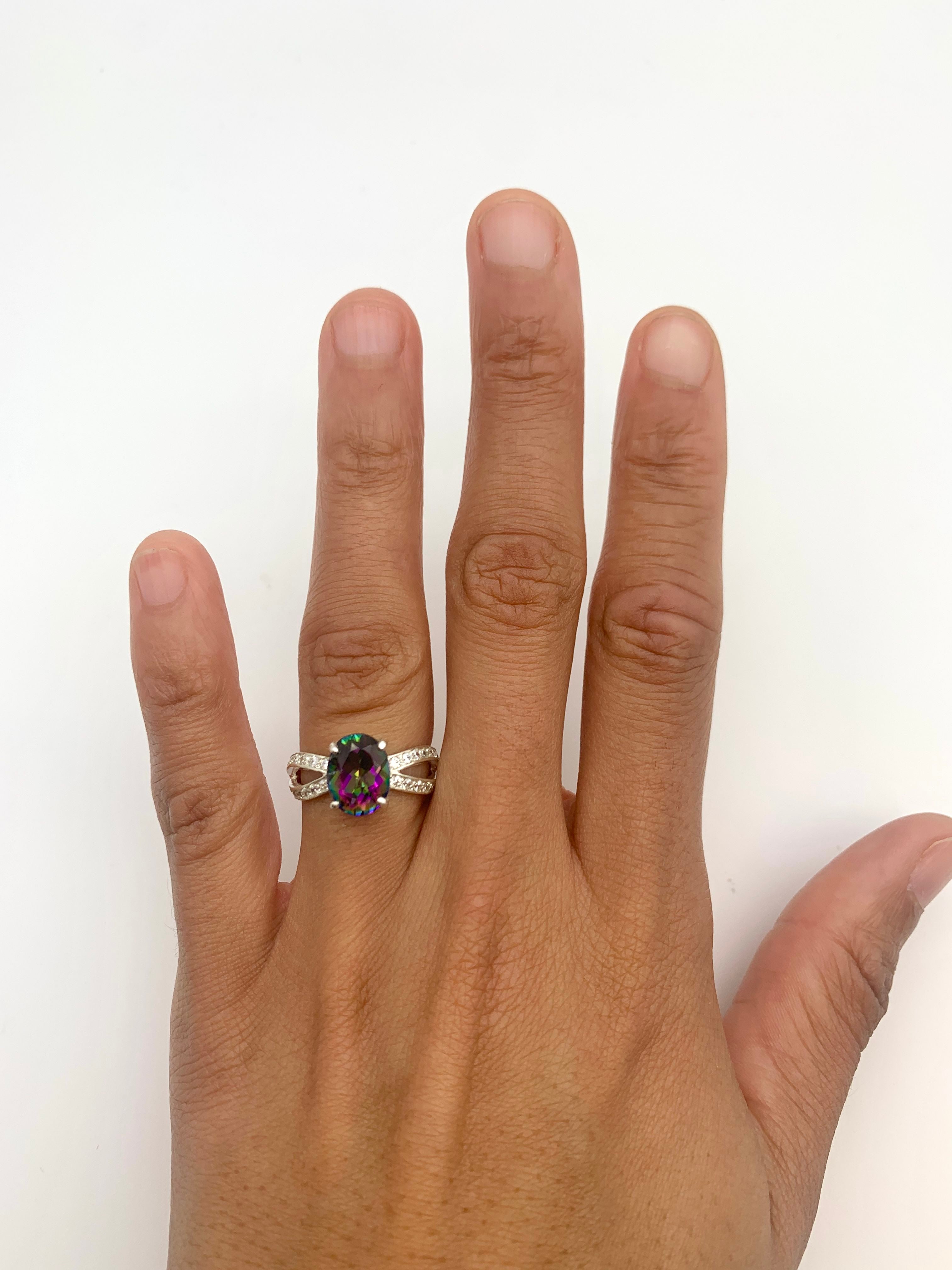 Mystic Topaz Ring, Vintage Ring, Natural Topaz, Topaz Engagement Ring, Mystic Topaz, December Birthstone, Antique Ring, Sterling Silver Ring