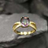 Mystic Topaz Ring, Vintage Ring, Natural Topaz, Topaz Engagement Ring, Mystic Topaz, December Birthstone, Antique Ring, Sterling Silver Ring(1)