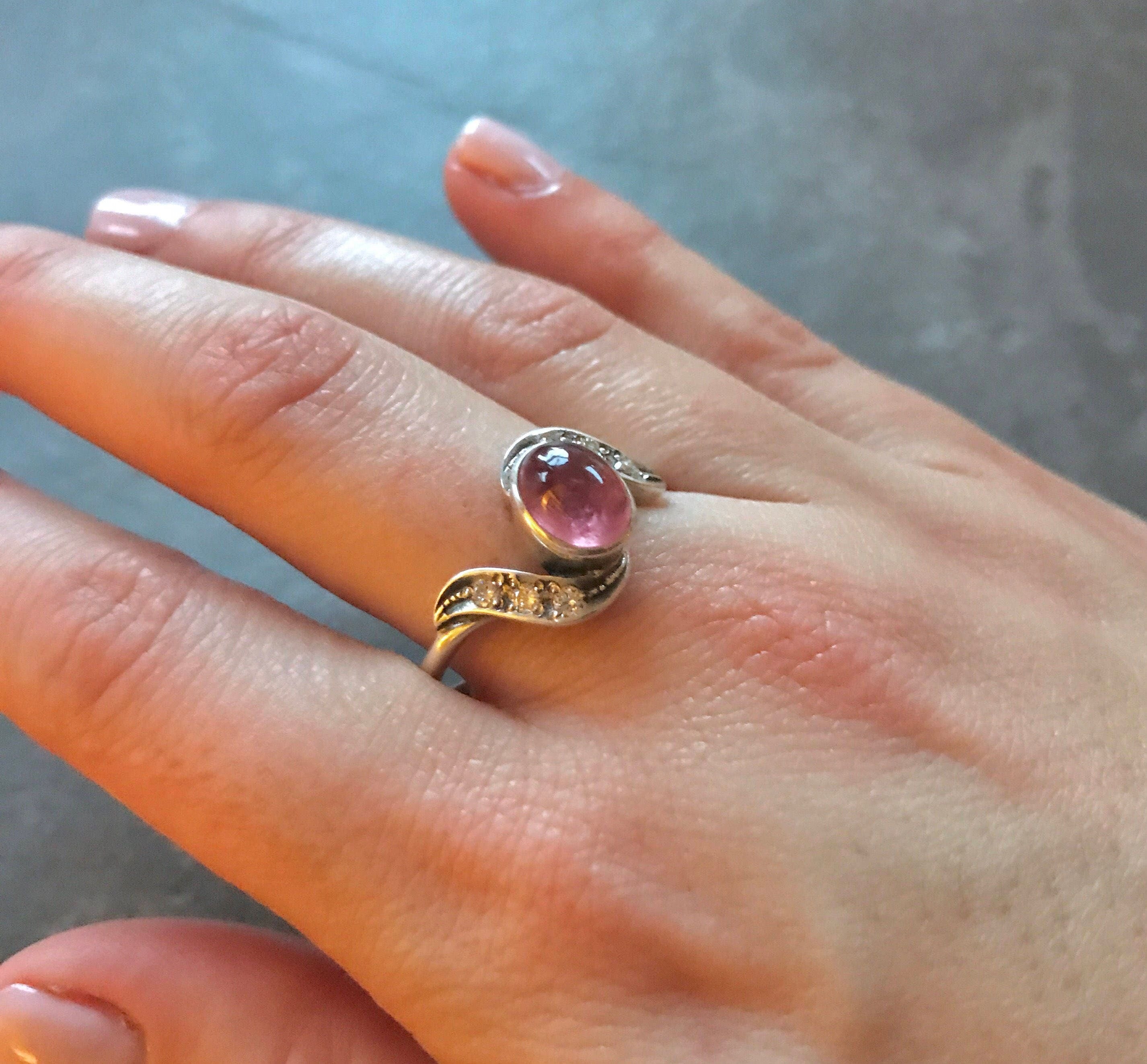 Tourmaline Ring, Pink Tourmaline, Vintage Ring, Natural Tourmaline, Pink Ring, October Birthstone, Birthstone Ring, Solid Silver, Tourmaline
