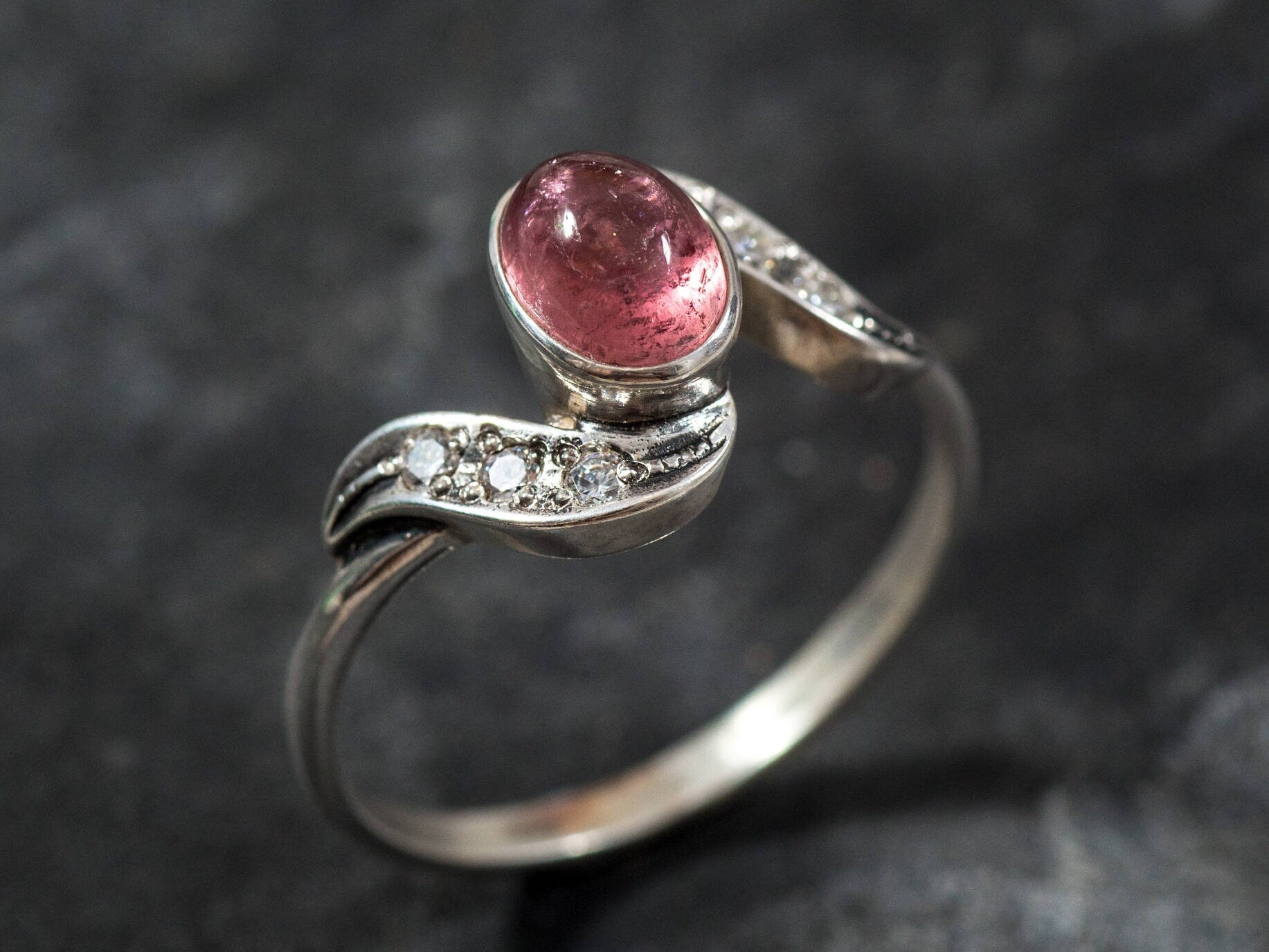 Tourmaline Ring, Pink Tourmaline, Vintage Ring, Natural Tourmaline, Pink Ring, October Birthstone, Birthstone Ring, Solid Silver, Tourmaline