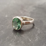 Mint Emerald Ring - Green Oval Ring - Vintage Bezel Ring