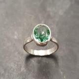 Mint Emerald Ring - Green Oval Ring - Vintage Bezel Ring