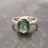 Mint Emerald Ring - Green Oval Ring - Vintage Bezel Ring