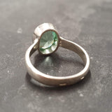 Mint Emerald Ring - Green Oval Ring - Vintage Bezel Ring