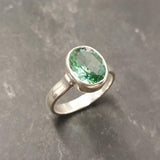 Mint Emerald Ring - Green Oval Ring - Vintage Bezel Ring