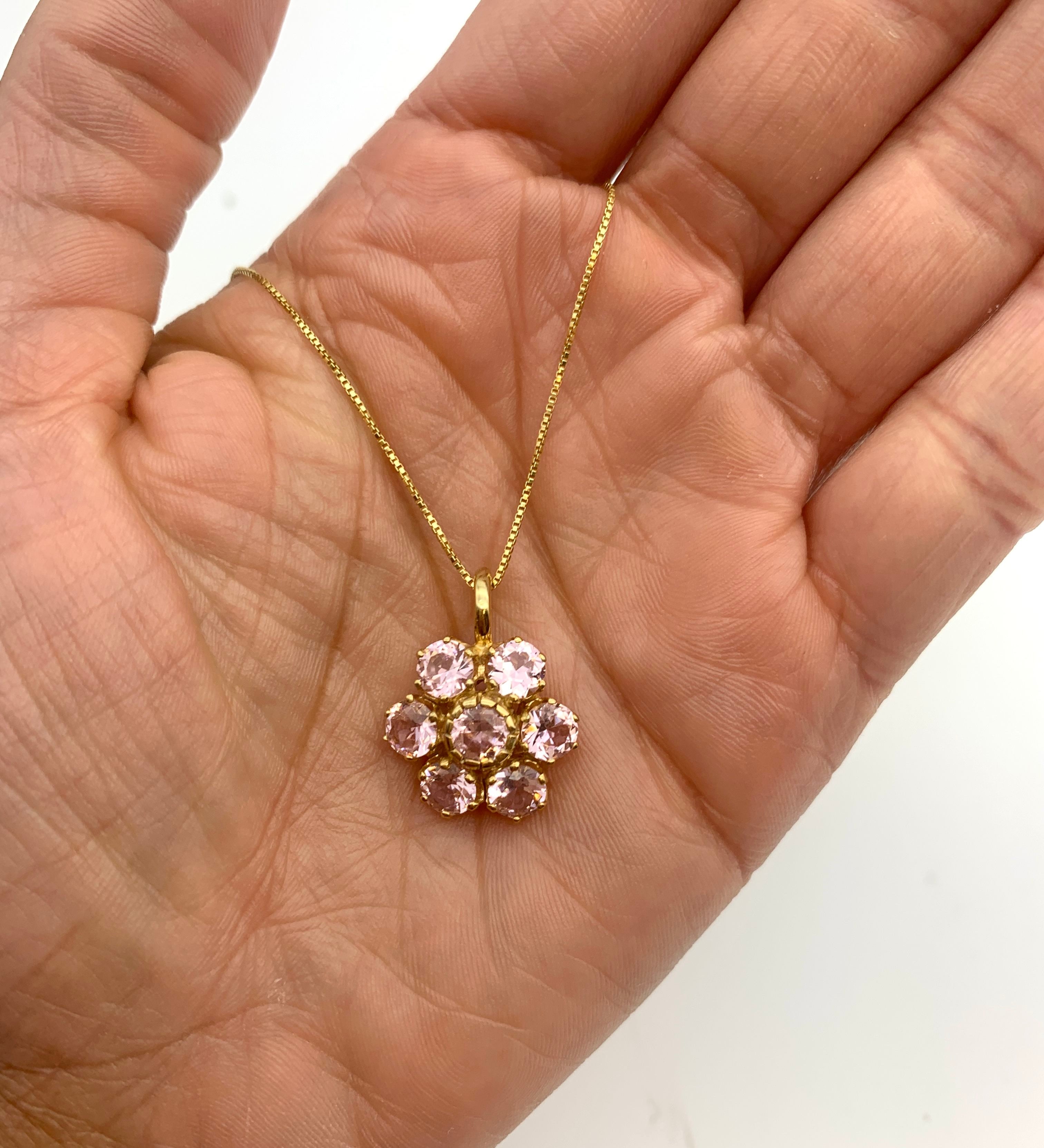 Flower Pendant, Morganite Pendant, Created Morganite, Pink Vintage Pendant, Floral Pendant, Pink Diamond Pendant, Silver Pendant, Morganite(1)