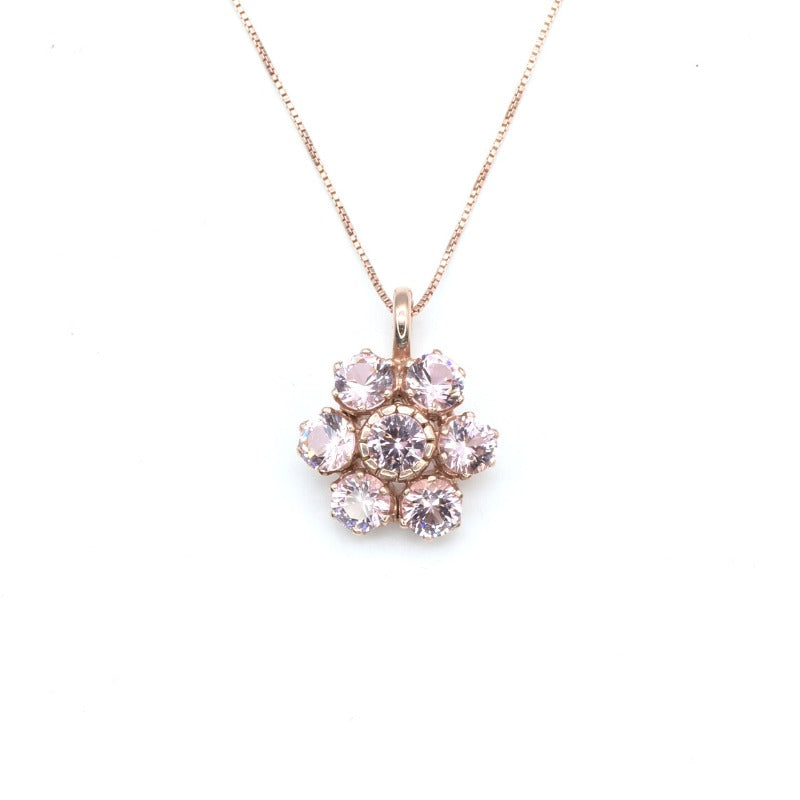 Flower Pendant, Morganite Pendant, Created Morganite, Pink Vintage Pendant, Floral Pendant, Pink Diamond Pendant, Silver Pendant, Morganite(3)