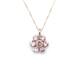 Gold Morganite Pendant - Pink Flower Necklace - Vintage Flower Necklace