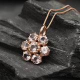 Rose Gold Morganite Necklace - Pink Flower Necklace - Daisy Pendant