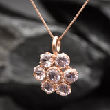 Rose Gold Morganite Necklace - Pink Flower Necklace - Daisy Pendant