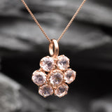 Rose Gold Morganite Necklace - Pink Flower Necklace - Daisy Pendant