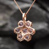 Rose Gold Morganite Necklace - Pink Flower Necklace - Daisy Pendant