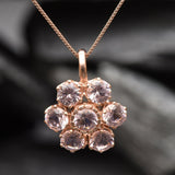 Rose Gold Morganite Necklace - Pink Flower Necklace - Daisy Pendant