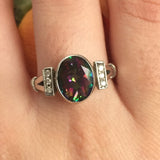 Mystic Topaz Ring - Vintage Purple Ring - Mystic Topaz Bezel Ring