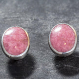 Rhodochrosite Earrings - Large Pink Earrings - Vintage Statement Earrings