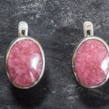 Rhodochrosite Earrings - Large Pink Earrings - Vintage Statement Earrings