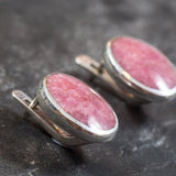 Rhodochrosite Earrings - Large Pink Earrings - Vintage Statement Earrings