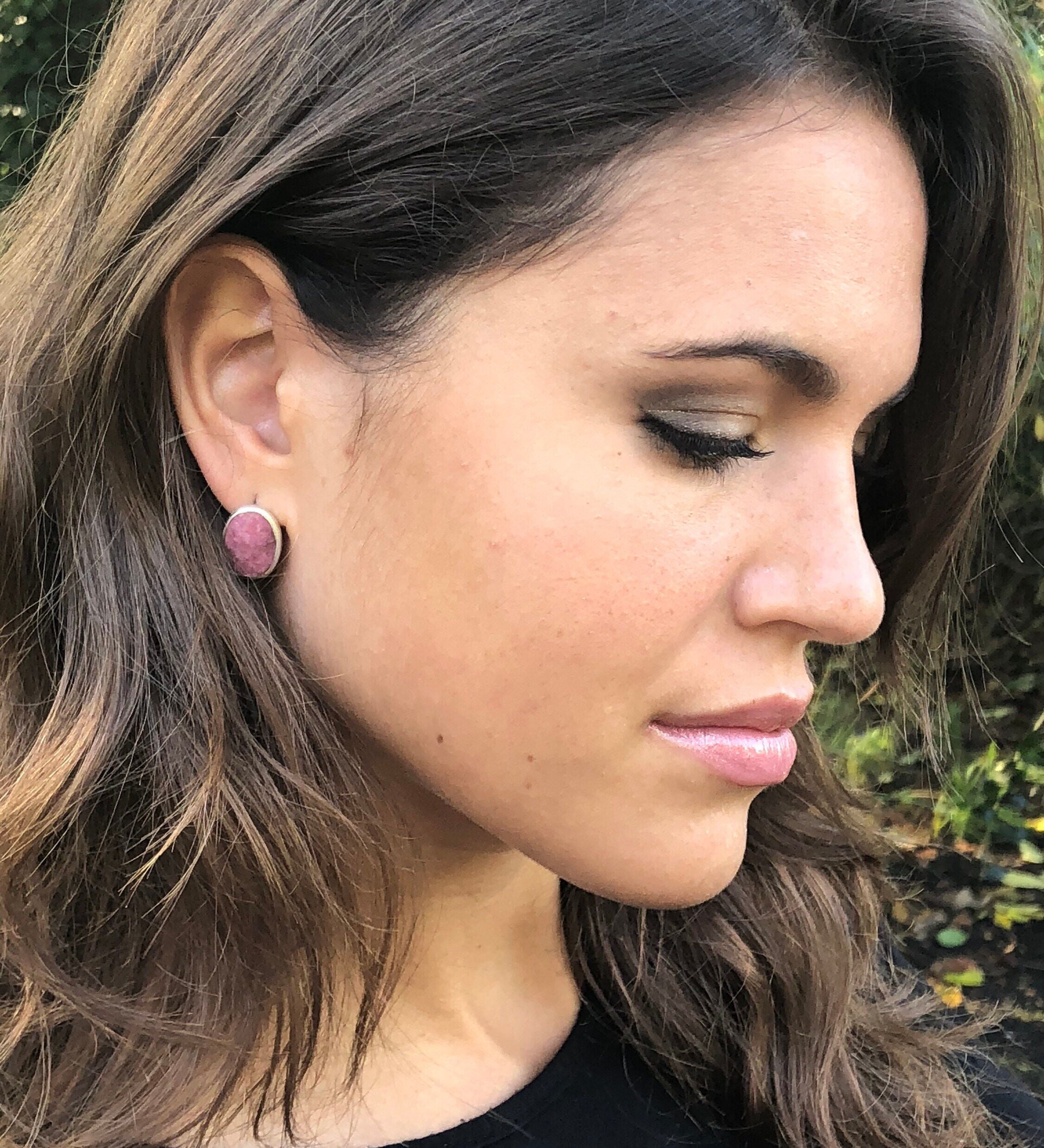 Rhodochrosite Earrings, Natural Rhodochrosite, Pink Earrings, Vintage Earrings, Pink Rhodochrosite, Silver Earrings, Rhodochrosite