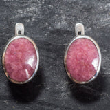 Rhodochrosite Earrings - Large Pink Earrings - Vintage Statement Earrings