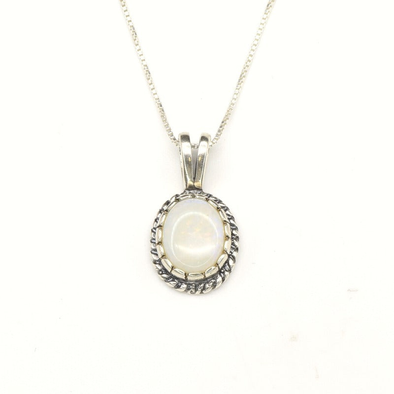 Opal Necklace, Vintage Necklace, Australian Opal, October Birthstone, Natural Blue Opal, Vintage Pendant, Antique Pendant, Fire Opal Pendant