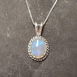 Opal Necklace, Vintage Necklace, Australian Opal, October Birthstone, Natural Blue Opal, Vintage Pendant, Antique Pendant, Fire Opal Pendant