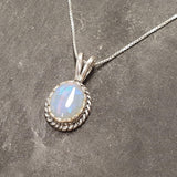 Opal Necklace, Vintage Necklace, Australian Opal, October Birthstone, Natural Blue Opal, Vintage Pendant, Antique Pendant, Fire Opal Pendant