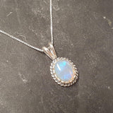 Opal Necklace, Vintage Necklace, Australian Opal, October Birthstone, Natural Blue Opal, Vintage Pendant, Antique Pendant, Fire Opal Pendant