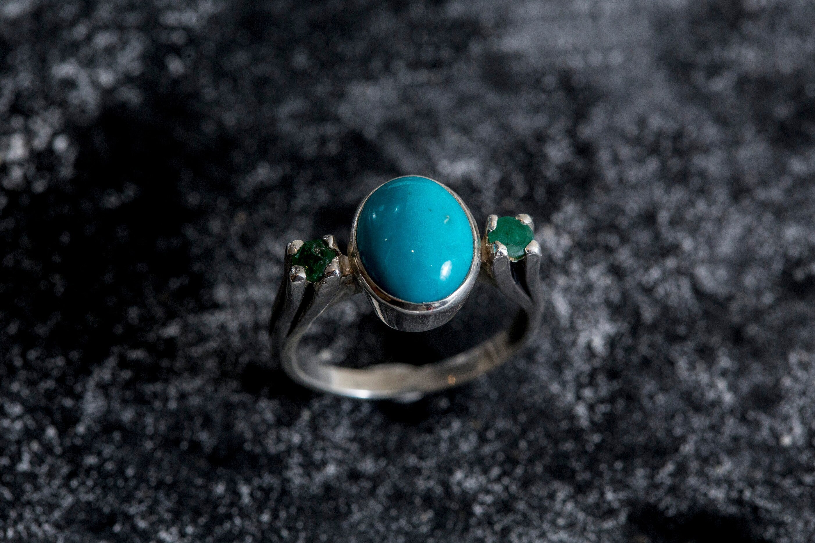 Oval Turquoise Ring, Natural Turquoise, Blue Turquoise, Natural Emerald, December Birthstone, Vintage Rings, Solid Silver Ring, Turquoise