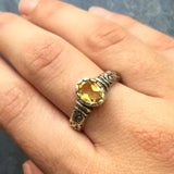 Citrine Ring - Yellow Tribal Ring - Vintage Oval Ring