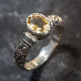 Citrine Ring - Yellow Tribal Ring - Vintage Oval Ring