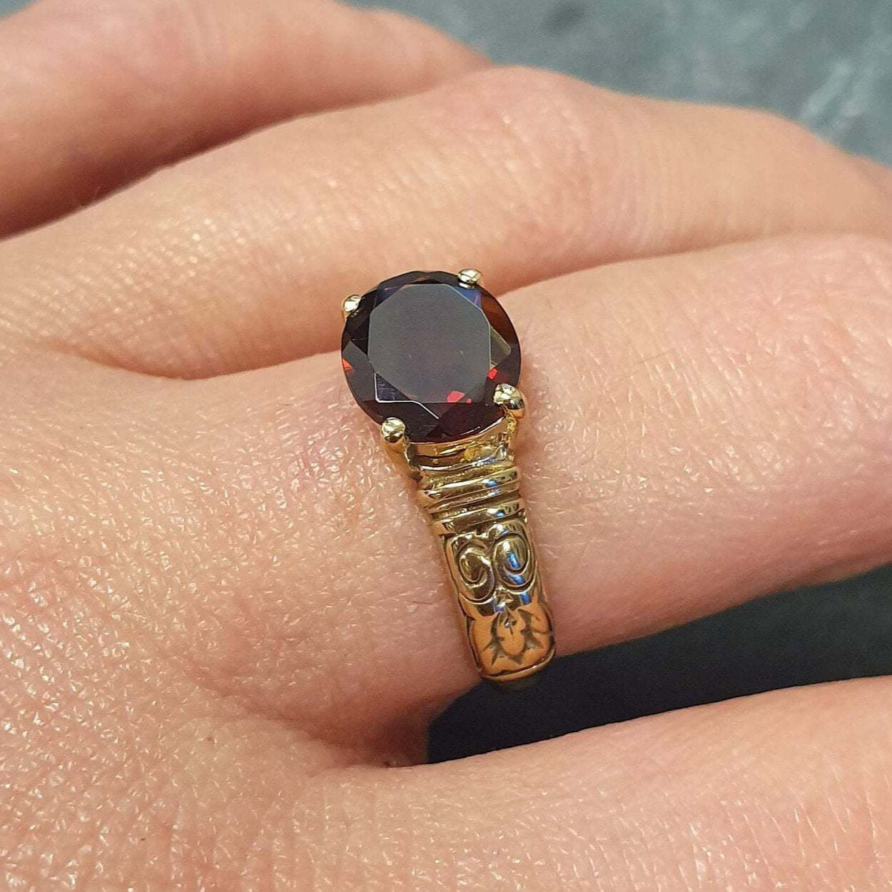 Garnet Ring, Natural Garnet Ring, January Birthstone, Tribal Ring, Red Ring, Red Garnet Ring, Solid Silver Ring, January Ring, Garnet(1)