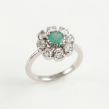 Emerald Flower Ring - Daisy Topaz Ring - Vintage Emerald Ring
