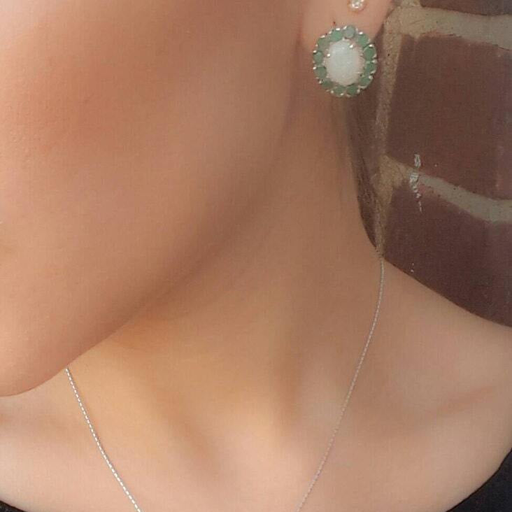Opal Earrings, Natural Opal Earrings, Emerald Earrings, Australian Opal, Victorian Earrings, October Birthstone, 925 Silver Earrings, Opal