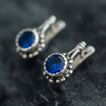 Stylish 925 Sterling Silver Earrings with Round Created Blue Sapphire, ideal for daily wear and meaningful gifting moments.