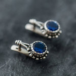 Chic 925 Sterling Silver Earrings featuring Round Created Blue Sapphire, a stunning accessory for everyday wear and special moments.