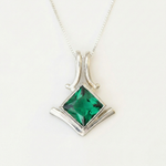 Created Emerald Pendant made in 925 Sterling Silver with Square Created Green Emerald in Bezel setting, May Birthstone gift idea, symbolizes, ideal for everyday wear and perfect for birthday gifting and special occasions.