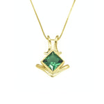Created Emerald Pendant made in 18k Gold Vermeil with Square Created Green Emerald in Bezel setting, May Birthstone gift idea, symbolizes, ideal for everyday wear and perfect for birthday gifting and special occasions.