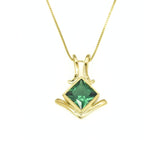 Created Emerald Pendant made in 18k Gold Vermeil with Square Created Green Emerald in Bezel setting, May Birthstone gift idea, symbolizes, ideal for everyday wear and perfect for birthday gifting and special occasions.