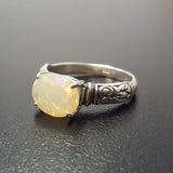 Fire Opal Ring - Genuine Opal Ring - Solitaire Tribal Band