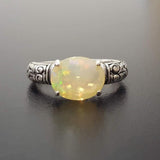 Fire Opal Ring - Genuine Opal Ring - Solitaire Tribal Band